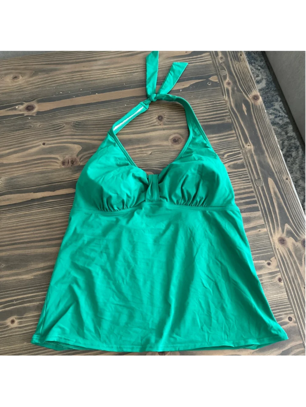 Lands' End Tankini Swimsuit Womens 14 Green Halter 2 Piece Set